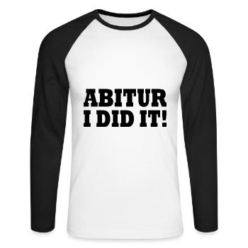 Abitur - Unisex Baseballshirt langarm - Weiß/Schwarz - Vorne - Nik (191cm)