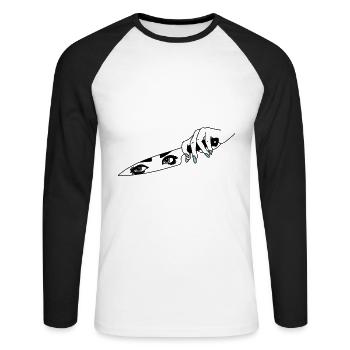 Mauvaise femme - T-shirt baseball manches longues Homme - blanc/noir - Devant - Nik (191cm)