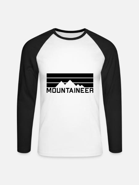 Mountaineer (mountains, beams) - Unisex Long Sleeve Baseball T-Shirt - white/black