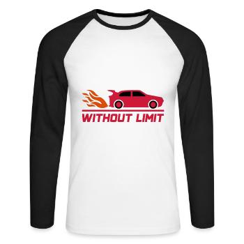 Sans limite (voiture de sport) - T-shirt baseball manches longues Homme - blanc/noir - Devant - Nik (191cm)