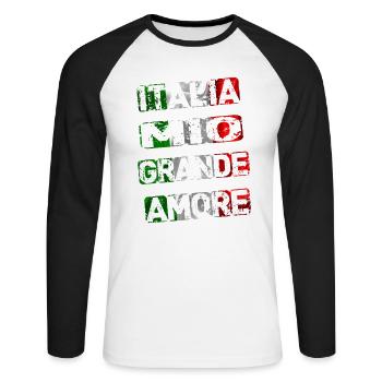 Italien meine große Liebe Italia grande amore - Unisex Baseballshirt langarm - Weiß/Schwarz - Vorne - Nik (191cm)