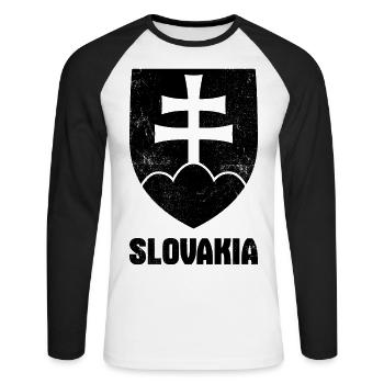 Slowakia Slowakei Wappen Europa Slowakisch - Unisex Baseballshirt langarm - Weiß/Schwarz - Vorne - Nik (191cm)