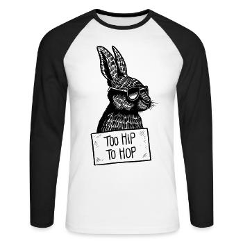 Too Hip To Hop - Unisex Baseballshirt langarm - Weiß/Schwarz - Vorne - Nik (191cm)