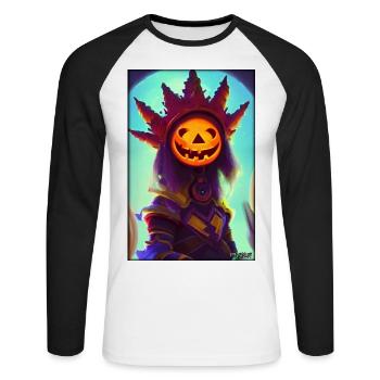 Happy Halloween Pumpkin King Monster - Unisex Long Sleeve Baseball T-Shirt - white/black - Front - Nik (191cm)