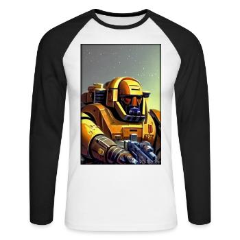 Kampfbot Robot Super Soldier Machine Warrior - Unisex Long Sleeve Baseball T-Shirt - white/black - Front - Nik (191cm)