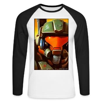 Kampfbot Robot Super Soldat Machine Guerrier - T-shirt baseball manches longues Homme - blanc/noir - Devant - Nik (191cm)