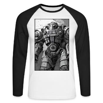 Kampfbot Robot Super Soldier Machine Warrior - Unisex Long Sleeve Baseball T-Shirt - white/black - Front - Nik (191cm)