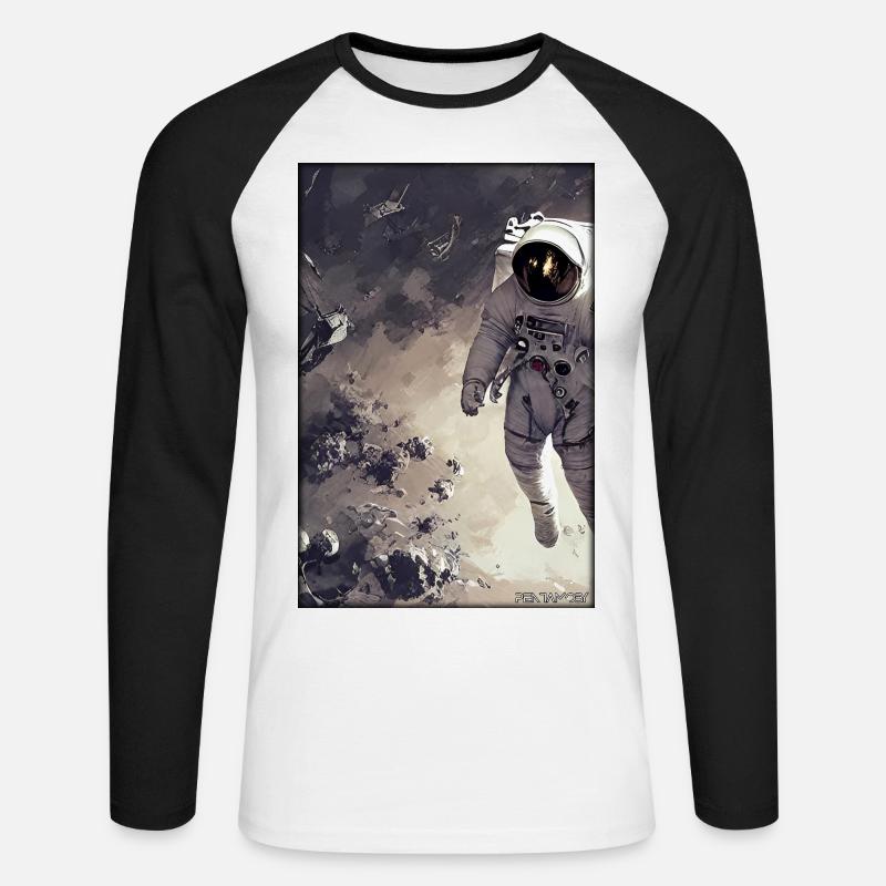Astronaut Zukunft Sci-Fi Technik - Unisex Baseballshirt langarm - Weiß/Schwarz