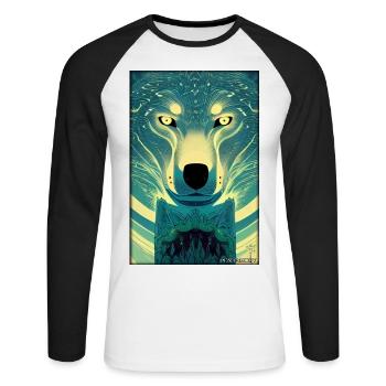Wolf Tiermotiv Natur Wild Mystisch Wildtier - Unisex Baseballshirt langarm - Weiß/Schwarz - Vorne - Nik (191cm)