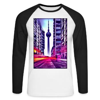 Berlin Berlin TV Tower City Landmark - Unisex Long Sleeve Baseball T-Shirt - white/black - Front - Nik (191cm)