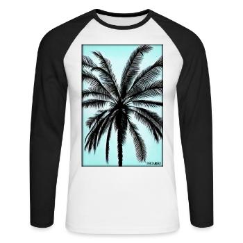 Palm Beach Holiday Summer Sun Sea Travel Holidays - T-shirt baseball manches longues Homme - blanc/noir - Devant - Nik (191cm)