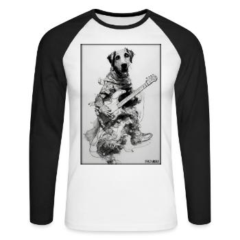 Dog Guitar Pet Musician Dog Friend - Unisex Long Sleeve Baseball T-Shirt - white/black - Front - Nik (191cm)