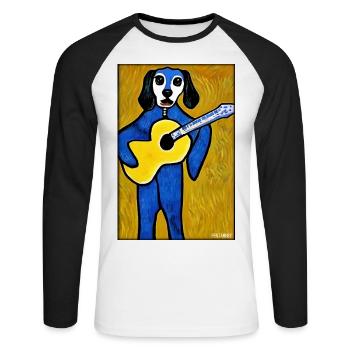 Dog Guitar Pet Musician Dog Friend - Unisex Long Sleeve Baseball T-Shirt - white/black - Front - Nik (191cm)