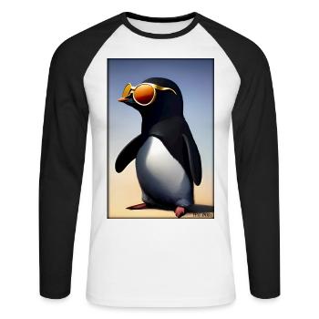 Pingouin Lunettes de soleil Faune Oiseau de mer - T-shirt baseball manches longues Homme - blanc/noir - Devant - Nik (191cm)
