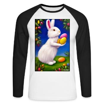 Rabbit Easter Easter Pet Easter Holiday - Unisex Long Sleeve Baseball T-Shirt - white/black - Front - Nik (191cm)