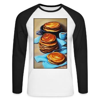 Pancakes Breakfast Delicious Food Baking Food Food - Unisex Long Sleeve Baseball T-Shirt - white/black - Front - Nik (191cm)