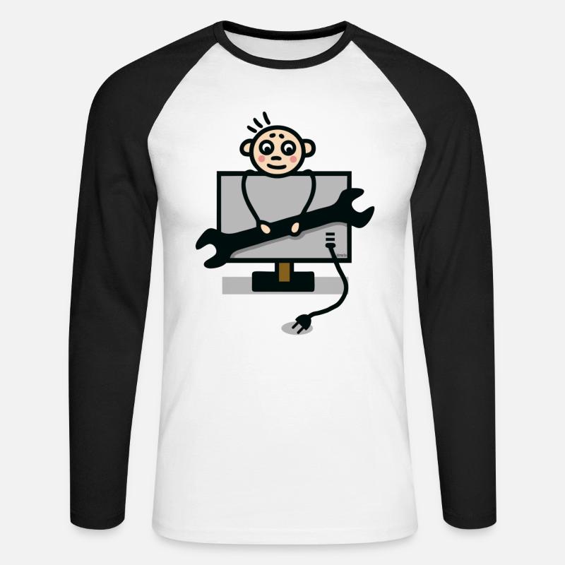 Fernsehtechniker - Unisex Baseballshirt langarm - Weiß/Schwarz
