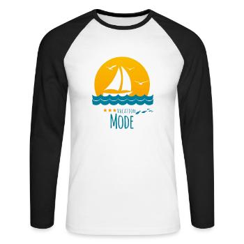 Vacation Mode - Holiday - Unisex Baseballshirt langarm - Weiß/Schwarz - Vorne - Nik (191cm)