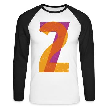 72 White Shirts - Unisex Long Sleeve Baseball T-Shirt - white/black - Front - Nik (191cm)