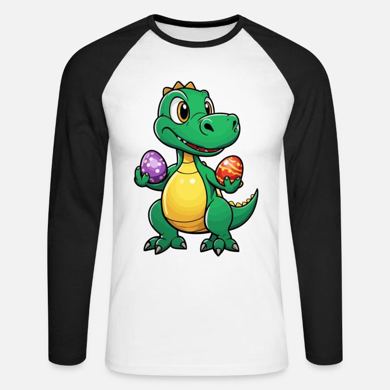 Dinosaur Easter Eggs Easter - Unisex Long Sleeve Baseball T-Shirt - white/black