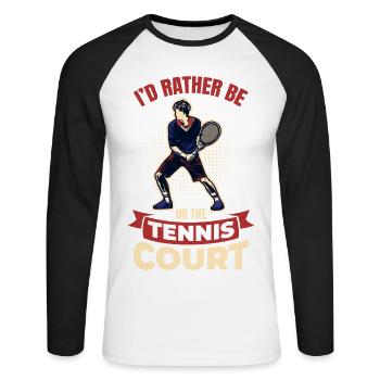 Je préfère être sur le court de tennis - T-shirt baseball manches longues Homme - blanc/noir - Devant - Nik (191cm)
