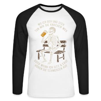 Wherever I go and stand my bones hurt saying - Unisex Long Sleeve Baseball T-Shirt - white/black - Front - Nik (191cm)