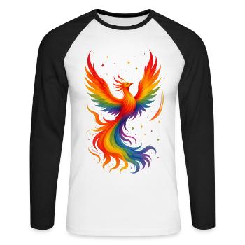 Phoenix Firebird Bird Oiseau Coloré - T-shirt baseball manches longues Homme - blanc/noir - Devant - Nik (191cm)