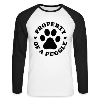 Property of a Puggle - Unisex Long Sleeve Baseball T-Shirt - white/black - Front - Nik (191cm)