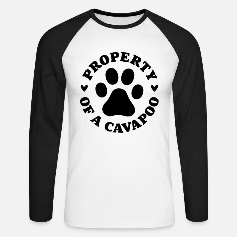 Eigentum eines Cavapoo - Unisex Baseballshirt langarm - Weiß/Schwarz