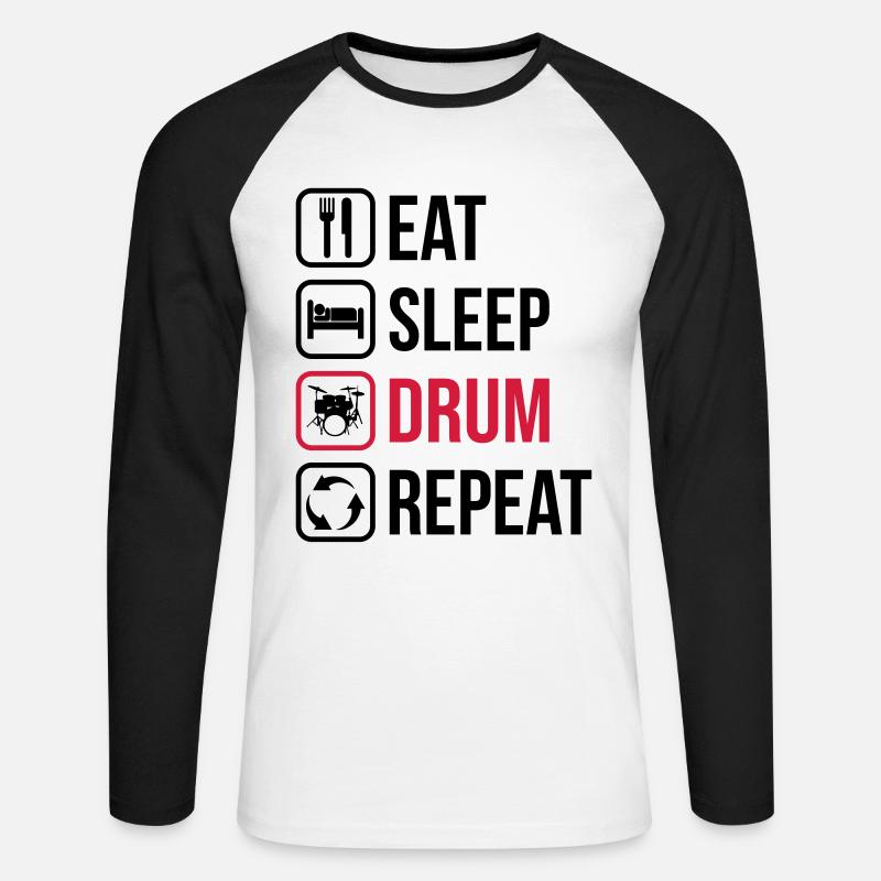 Eat Sleep Drum Repeat - Unisex Baseballshirt langarm - Weiß/Schwarz