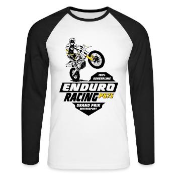 Enduro Offroad - Unisex Long Sleeve Baseball T-Shirt - white/black - Front - Nik (191cm)