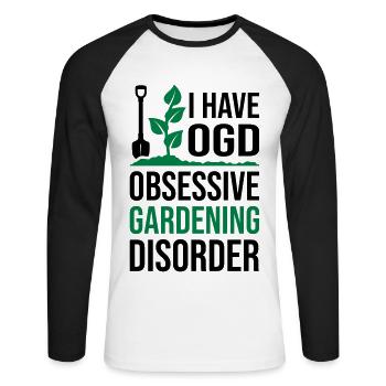 Trouble obsessionnel du jardinage - T-shirt baseball manches longues Homme - blanc/noir - Devant - Nik (191cm)
