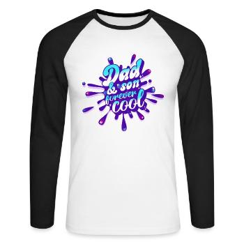 Vater und Sohn für immer cool Vatertag - Unisex Baseballshirt langarm - Weiß/Schwarz - Vorne - Nik (191cm)
