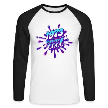 Cool Year 1973 Anniversary 50 Years - Unisex Long Sleeve Baseball T-Shirt - white/black - Front - Nik (191cm)