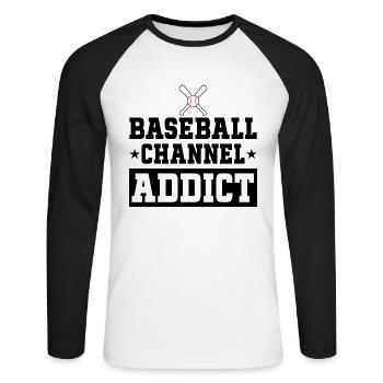 Adore Regarder Les Matchs De Baseball - T-shirt baseball manches longues Homme - blanc/noir - Devant - Nik (191cm)