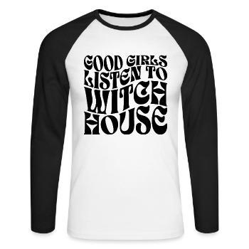 Mädchen hören Hexenhausmusik - Unisex Baseballshirt langarm - Weiß/Schwarz - Vorne - Nik (191cm)
