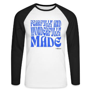 Christentum Christlicher Bibelvers - Unisex Baseballshirt langarm - Weiß/Schwarz - Vorne - Nik (191cm)