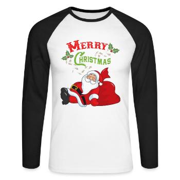 Weihnachtsmann - Unisex Baseballshirt langarm - Weiß/Schwarz - Vorne - Nik (191cm)