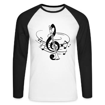Clarinette Clef Partition De Musique Clarinettiste - T-shirt baseball manches longues Homme - blanc/noir - Devant - Nik (191cm)