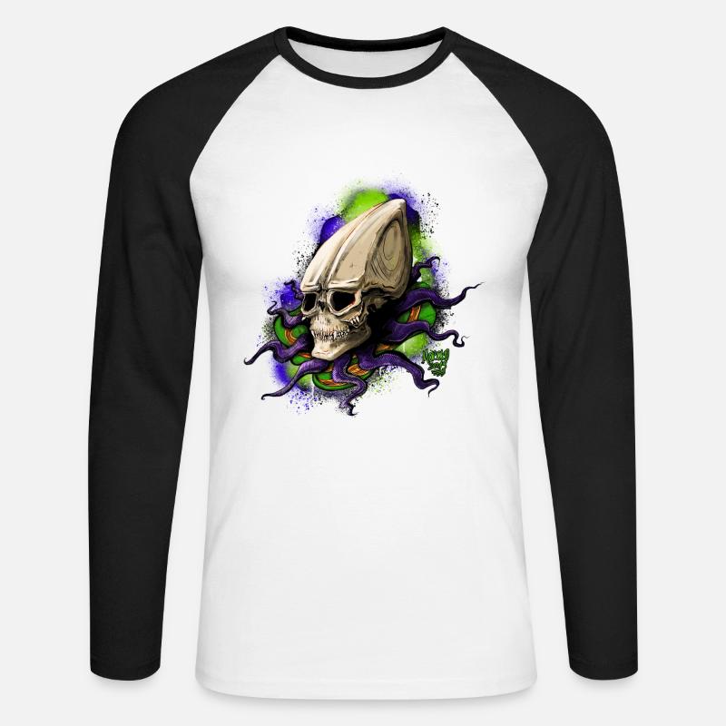 Alien BONE SQL - Unisex Long Sleeve Baseball T-Shirt - white/black