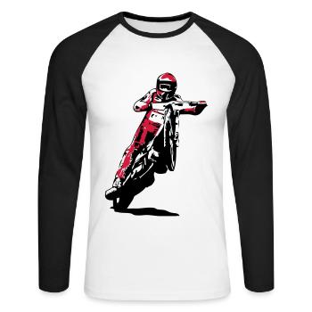 Speedway - T-shirt baseball manches longues Homme - blanc/noir - Devant - Nik (191cm)