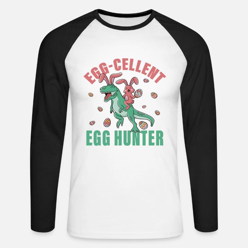 Eier-cellent Eierjäger - Unisex Baseballshirt langarm - Weiß/Schwarz