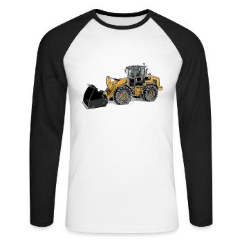 Radlader Groß Farbig wheel loader Schaufellader - Unisex Baseballshirt langarm - Weiß/Schwarz - Vorne - Nik (191cm)