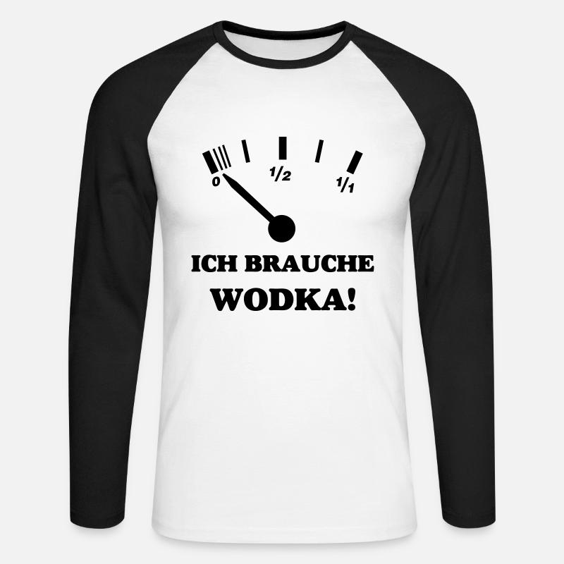 ICH BRAUCHE WODKA - Unisex Baseballshirt langarm - Weiß/Schwarz