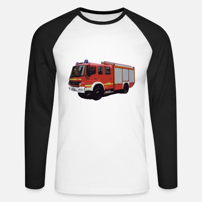 Fire department, fire engine, gift - Unisex Long Sleeve Baseball T-Shirt - white/black