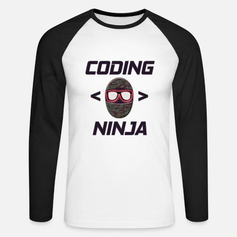 Programmer, Coding Ninja, Gift - Unisex Long Sleeve Baseball T-Shirt - white/black
