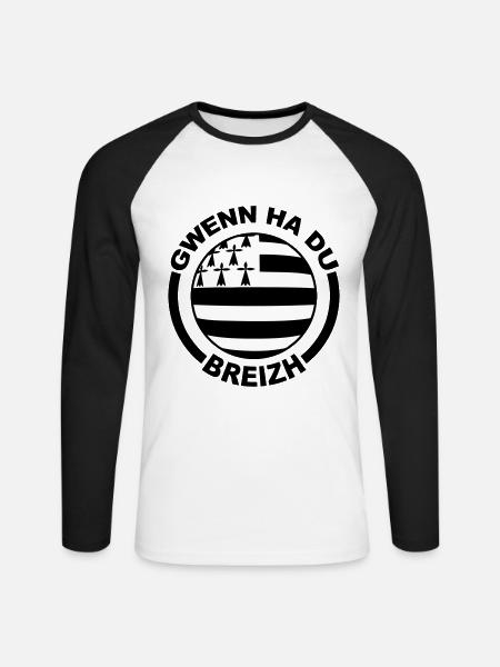 Gwenn ha Du - T-shirt baseball manches longues Homme - blanc/noir