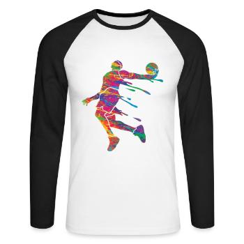 Basketteur Coloré Paint Slam Dunk Sports - T-shirt baseball manches longues Homme - blanc/noir - Devant - Nik (191cm)
