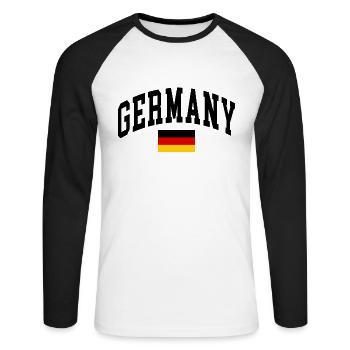Allemagne - T-shirt baseball manches longues Homme - blanc/noir - Devant - Nik (191cm)