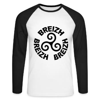 breirzh - bretagne triskel 17 - T-shirt baseball manches longues Homme - blanc/noir - Devant - Nik (191cm)
